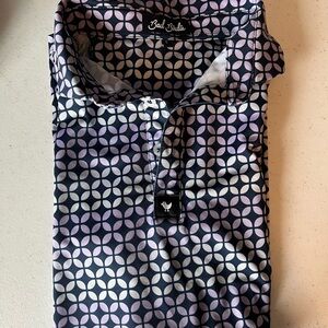 Golf Polo Bad Birdie Navy & Lavender Geometric Golf Polo Boys